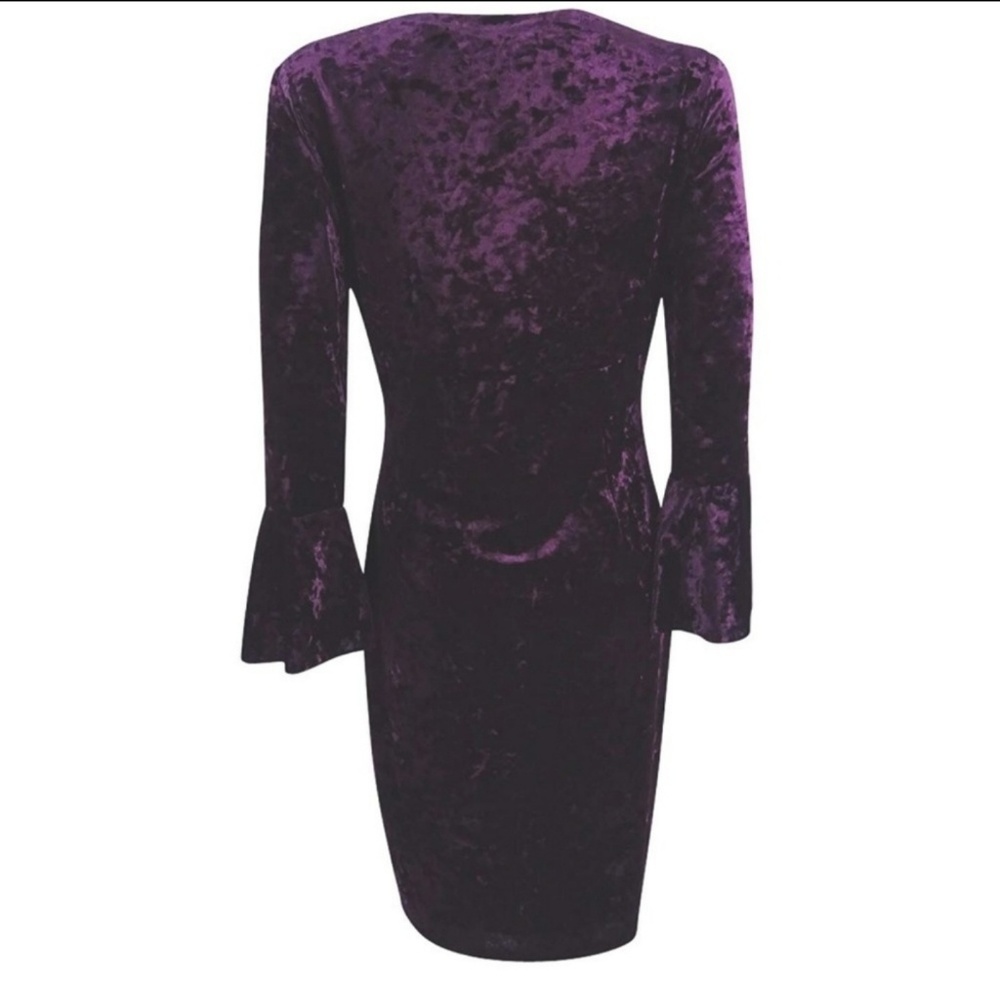 RALPH LAUREN dark purple velvet faux wrap cocktail dress NWT - Picture 6 of 12